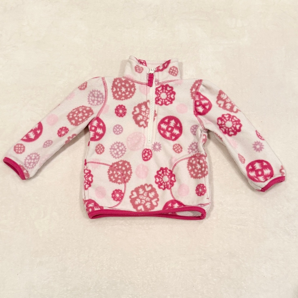 12-18 months Pink and White Snowflake Patterned Fleece Jacket